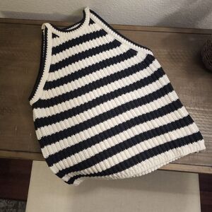 a new day Striped Knit Tank — Black & White